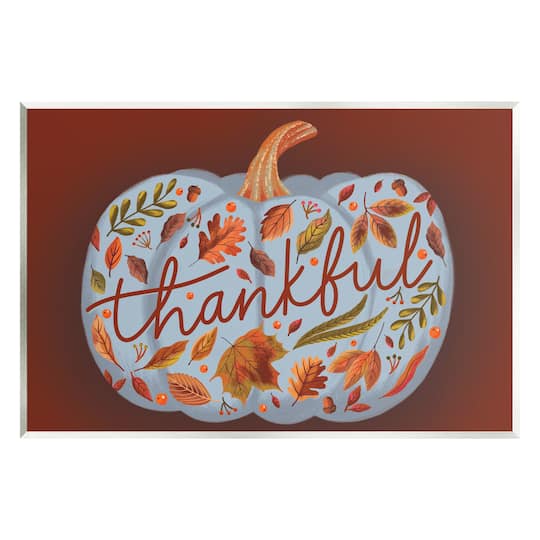 Stupell Industries Thankful Leaves & Pumpkin Wall Plaque